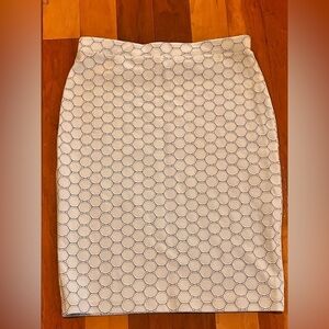 Leota Pencil Skirt Cream Black  Geometric Pattern Size Medium Chic Spring Summe